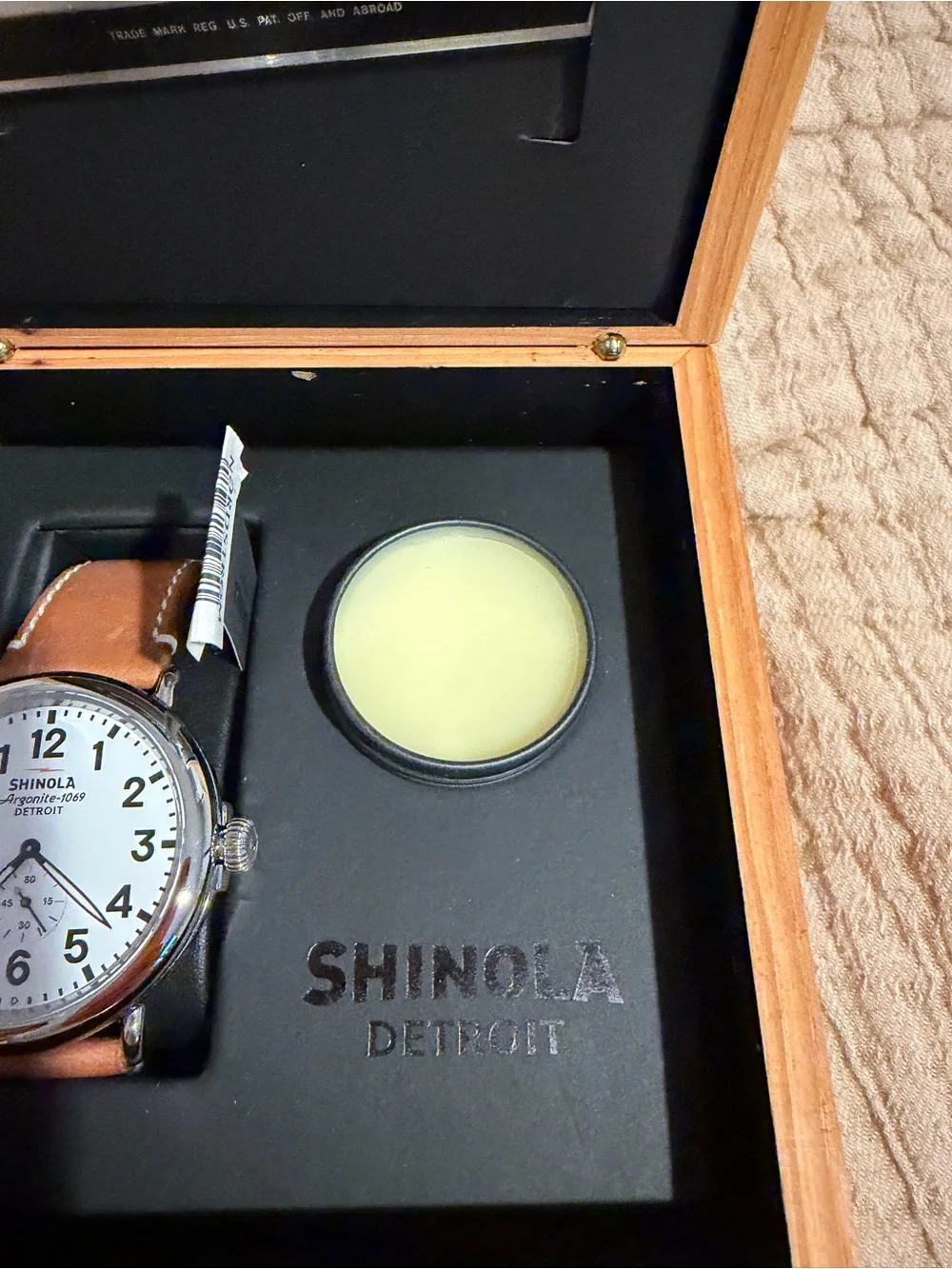 Shinola Men's White Dial Watch with Brown Leather Strap